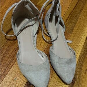 Charlotte Russe Gray Flats with Ankle Straps